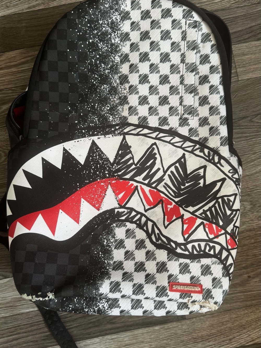 Sprayground Black, White & Red Shark Graphic Backpack